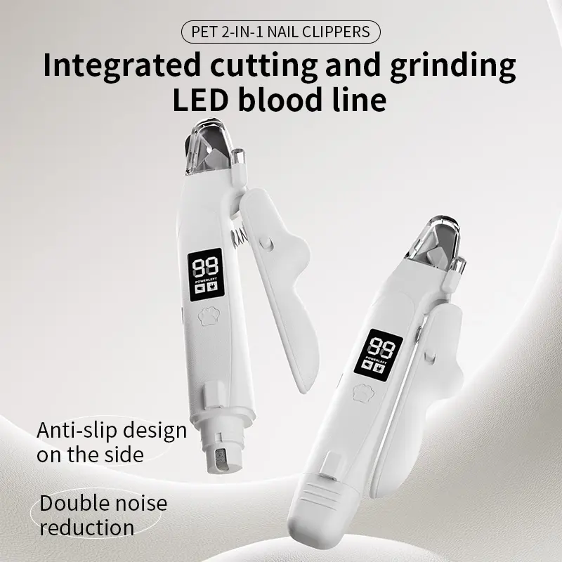 2-in-1 Dog Nail Clipper & Paw Hair Trimmer Kit with LED Light, Pet Paw Trimmer Rechargeable & Waterproof – Small Dog Grooming Clippers– Safe for Dogs & Cats low noise pet shaver Christmas Gift Quiet Electric Dual-Purpose Set