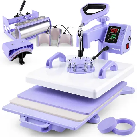 AKEYDIY 8-in-1 Professional Sublimation Heat Press Machine, 15"x15" Swing Away with F/C Temp & Timer Gauge, 2 Panel Pads, DIY Craft Supply for Home T-Shirts, Mugs, Hats