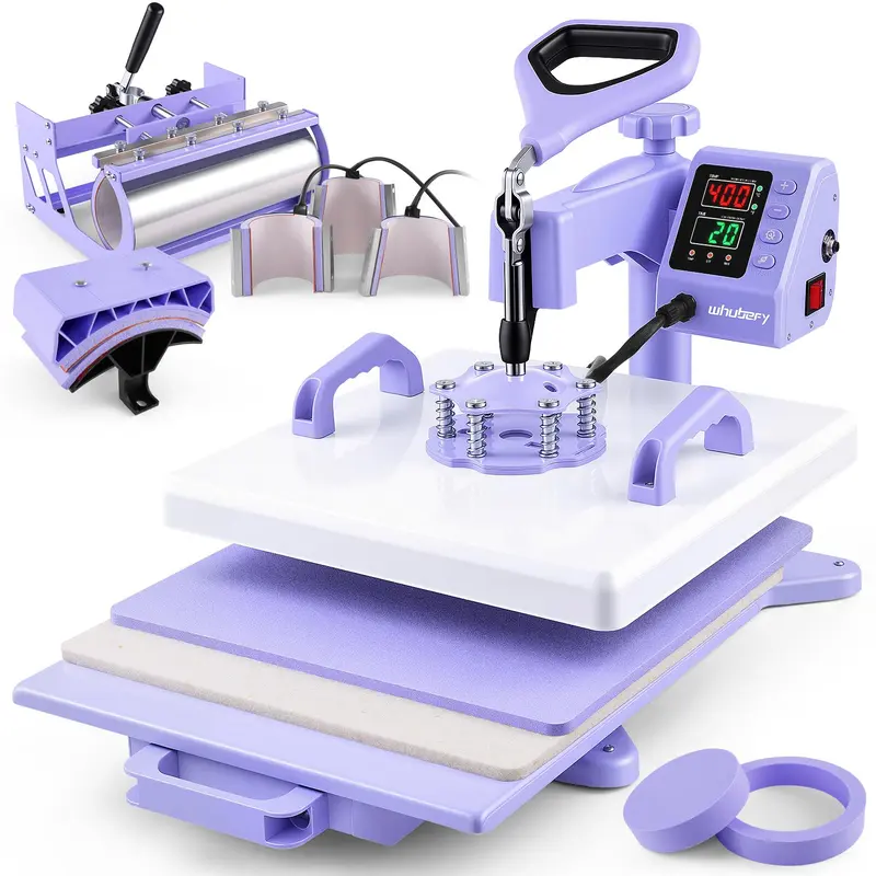 AKEYDIY 8-in-1 Professional Sublimation Heat Press Machine, 15"x15" Swing Away with F/C Temp & Timer Gauge, 2 Panel Pads, DIY Craft Supply for Home T-Shirts, Mugs, Hats