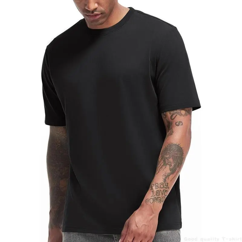 Women's Short-Sleeve Plain Casual Round Neck Heavy-Weight Premium Cotton T-Shirt, S-5XL, Shortsleeve, Tshirt
