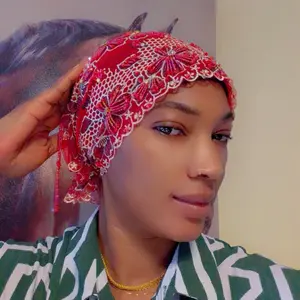 Women lace hat beads , muslin headscarf