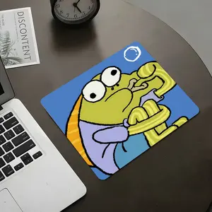 Funny Cartoon Stupid Fish Style Square Mouse Pad, Fun Funny Desktop Decoration Protection Pad, Rubber Non-Slip Lock Edge Small Size Pad, Suitable For Laptop Desktop Games Work Gaming Mouse Pad, Ideal Fun Funny Gift For Family And Friends