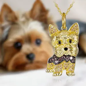 Yorkshire Dog Pendant Stainless Steel Necklace for Women Elegant Pet Puppy Jewelry Animal Accessories Dog Lovers Gift