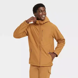 All In Motion Men's Zip-Up Winter Hooded Faux Shearling Sherpa Jacket Softshell