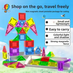 Mom's Tip: The Ultimate Road Trip and Restaurant Toy!Mini Magnetic Tile Travel Set Wooden Puzzle Gift Box Portable Felt Table with Stand Colorful Jigsaw Interactive Educational Prayer Mat Christmas Magic Wand Toy Role Play