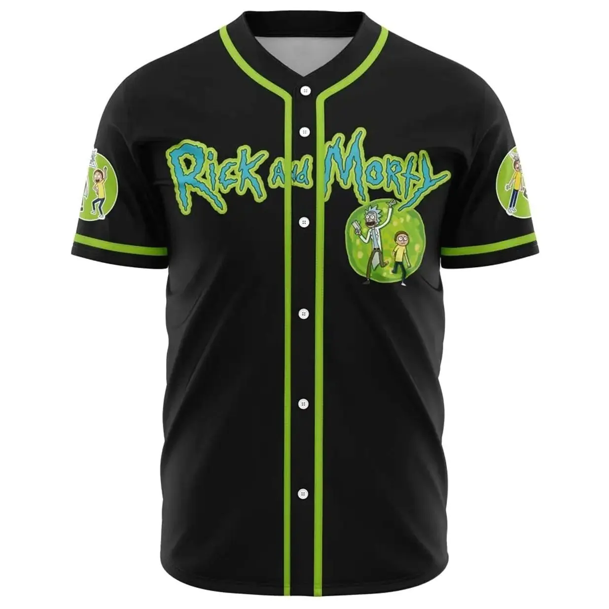 BaseMode Jerseys Rick and Morty Baseball Jersey Anime Movie Style Unisex Short Sleeve Loose Fit Machine Washable High-Quality Polyester