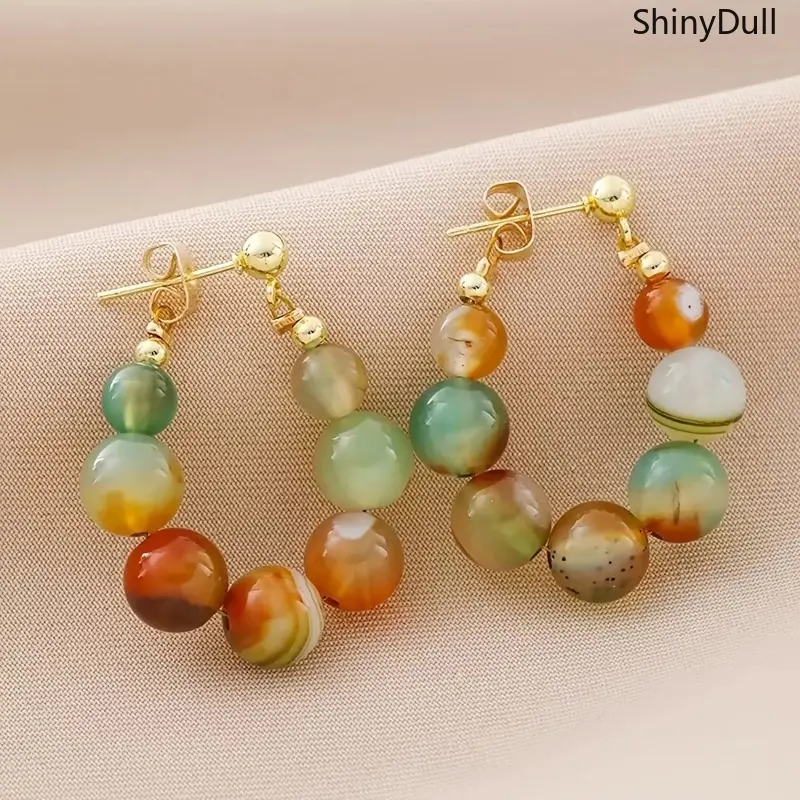 ShinyDull Bohemian Vintage Handmade Colorful Agate Bead Drop Charm Bag Charm - Women's Luggage & Bag Accessory, Ideal for Fashion Parties, Girl Gift, Earrings, Gemstone, Daily, Enhance, Thoughtful, Comfortable, Colorful Drops, Handmade Charm