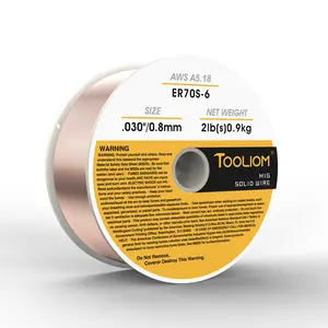 TOOLIOM ER70S-6 .030"/.035" Mild Steel MIG Solid Welding Wire on 2-Pound Spool for All Position Welding