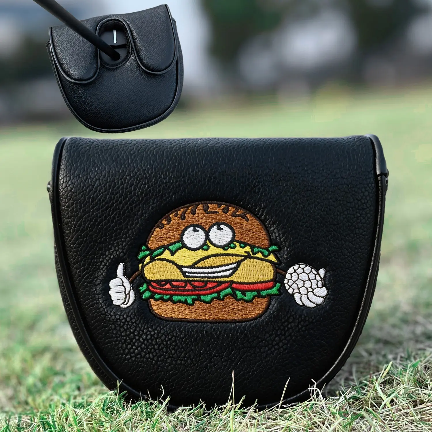 High-Quality Golf Putter Cover with Hamburger Design, Magnetic Closure, Plush Interior, Ideal for Mid-Shaft Lab Hs Putters