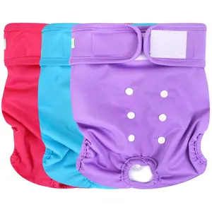 Premium Washable Reusable Female Dog Diapers - 3 Pack, S/M/L (Small) | Period Panties in Heat