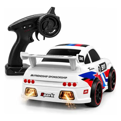 RC Drift Car with Spark Effect, 1:24 Remote Control Stunt Car | 360° drifting and spins with LED lights, engine sounds and 2.4GHz control for exciting RC racing and stunt play