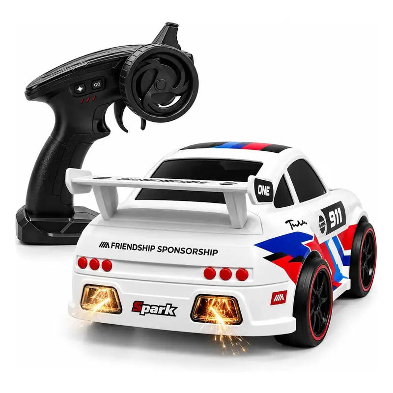 RC Drift Car with Spark Effect, 1:24 Remote Control Stunt Car | 360° drifting and spins with LED lights, engine sounds and 2.4GHz control for exciting RC racing and stunt play