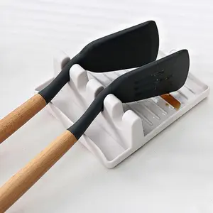 1pc Kitchen Utensil Rest with Drip Tray – Spoon & Spatula Holder for Cooking, Keeps Counter Clean & Dry, Heat-Resistant Design, Perfect for Daily Kitchen Use