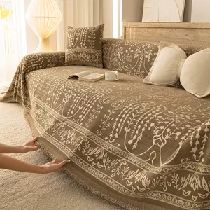 American Vintage Luxury Sofa Cover Cloth, Anti-Cat Scratch Durable Sofa Pad, All-Season Universal Sofa Blanket, Multi-Sized Living Room Decor, Sofa Couch Covers