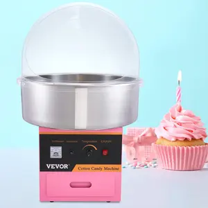 【Summervibes】VEVOR Electric Cotton Candy Machine, 1000W Candy Floss Maker, Commercial Cotton Candy Machine with Stainless Steel Bowl, Sugar Scoop, and Cover, Perfect for Home Kids Birthday, Family Party Pink