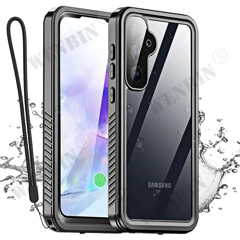 Fin IP68 Waterproof Case For Samsung S24 S23 S22 S21 Ultra S24 FE A55 A35 A15 A25 A54 Metal Aluminum Swimming Phone Luxury Cover