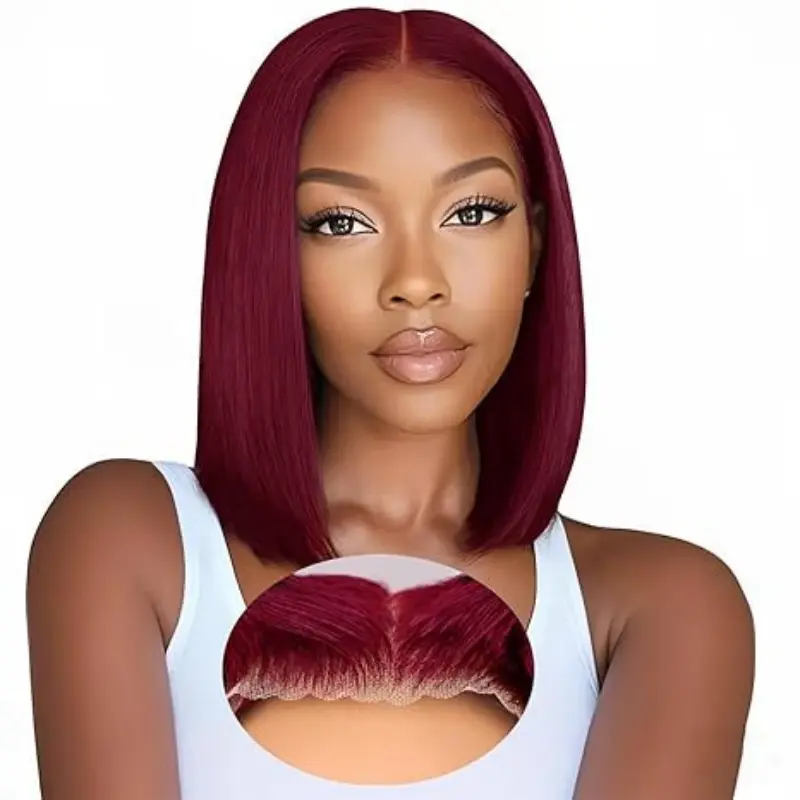 Wiggins Hair 99J Burgundy Straight Bob Wig Ready To Go 5*5 Closure Lace Pre Cut Pre Plucked Human Hair Glueless Wigs #weeklydeals