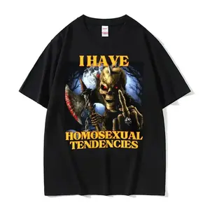 Homosexual Tendencies Funny Hard Skeleton Meme T-shirt Men Fashion Harajuku Cool Vintage T Shirt Male Casual High Quality Tshirt