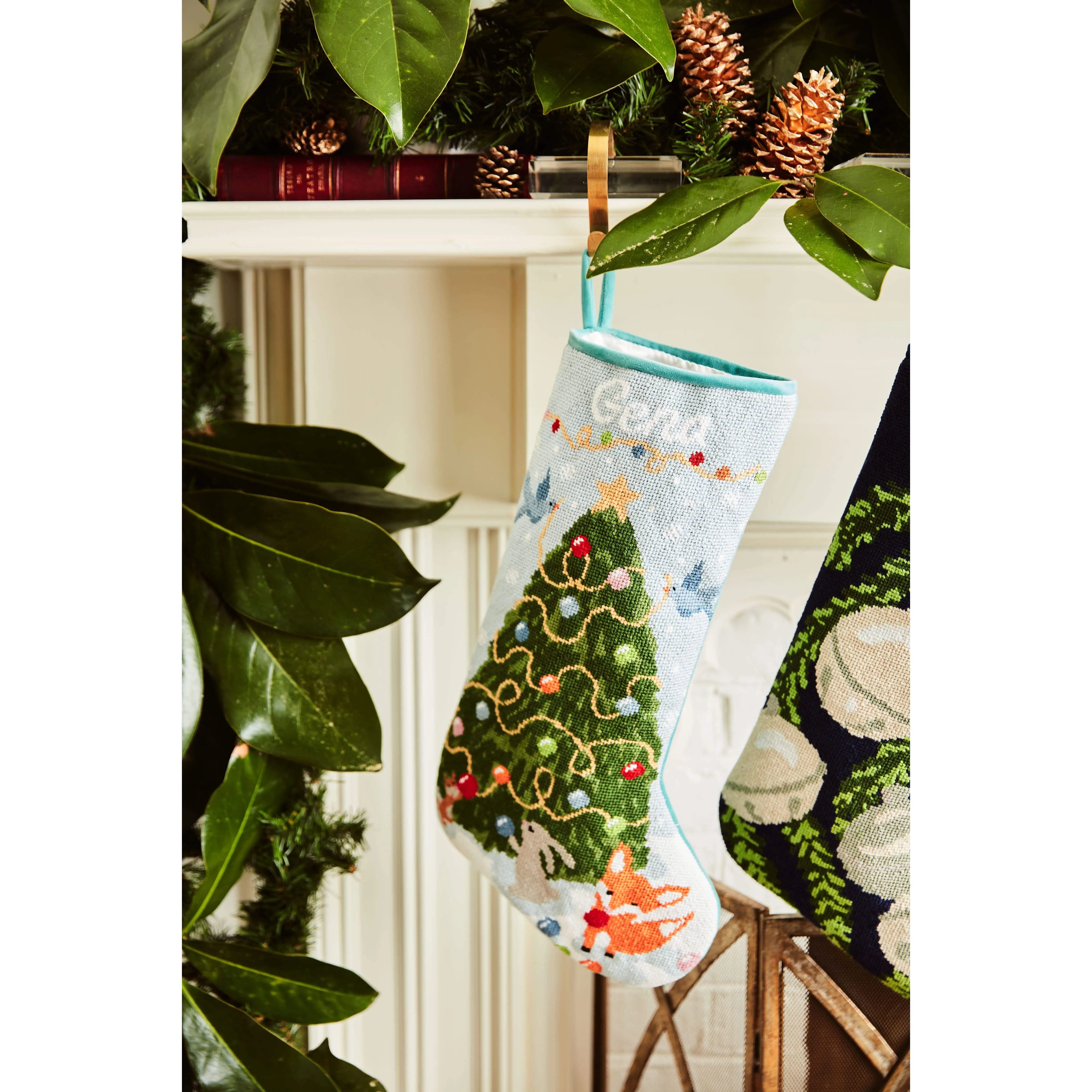 PREORDER FOR 2026: Woodland Creatures Full Size Needlepoint Christmas Stocking