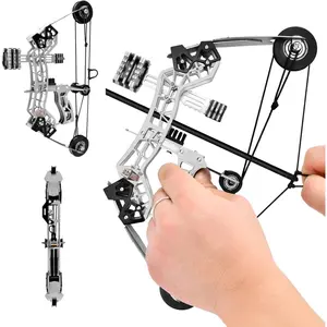 Sport Partner 10.2-inch stainless steel mini composite bow, small arrows, suitable for beginner archery practice, entertainment and fun gift, mini bow archery set