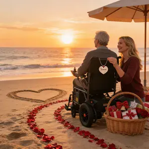 HOMYKING 65lbs Foldable Electric Wheelchair for Adults & Elderly 15 Miles Range All Terrain Power Wheelchair Lightweight Design 360 Control Panel Travel Easily Gifts for Parents，Valentine's Day/New Year's Gift