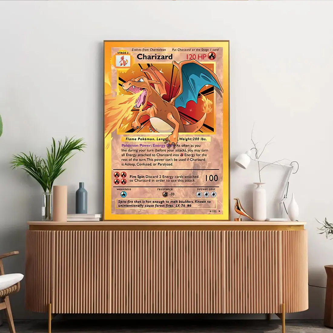 charizard pokemon card poster Pokemon Charizard Card Metal Poster Metal Poster – Anime Town Creations main image 1