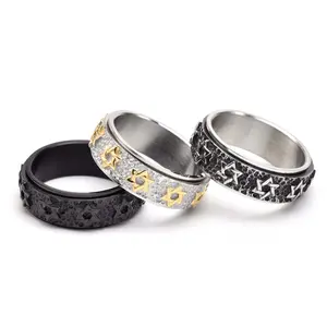 Spinning Hexagram Fidget Ring – Stress Relief Jewelry for Couples, Unisex Y2K Style, Adjustable Gift for Daily Wear or Anniversary