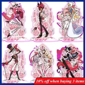 15cm Hazbin Valentine's Day Ver. Vox Figure Acrylic Stand  Alastor Standing Plate Alastor Acrylic Ornaments Vaggi Toys