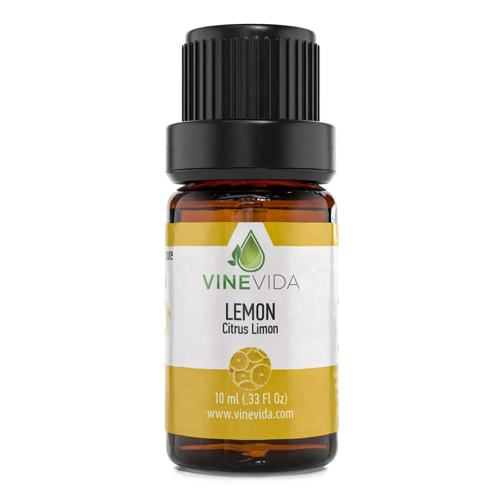 100 Pure Lemon Essential Oil - 10mL Natural & Undiluted Lemon Oil by VINEVIDA - Lemon Oil for Skin - Lemon Essential Oil for Cleaning - Therapeutic Grade