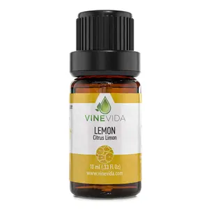 100 Pure Lemon Essential Oil - 10mL Natural & Undiluted Lemon Oil by VINEVIDA - Lemon Oil for Skin - Lemon Essential Oil for Cleaning - Therapeutic Grade