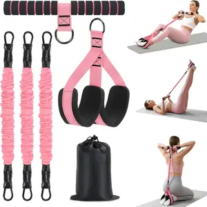 MAGICORANGE 90LBS Upgraded Adjustable Elastic Pedal Resistance Bands with Handles, 3-Tube Manual Tension Training Pedal, Multifunctional Home Gym Fitness Equipment for Full-Body Yoga & Exercise