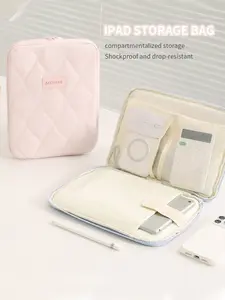 Cloud Texture Argyle iPad storage bag, Waterproof Shockproof Tablet Sleeve, Chic All-Season Learning Device Protector, Solid Pattern Design