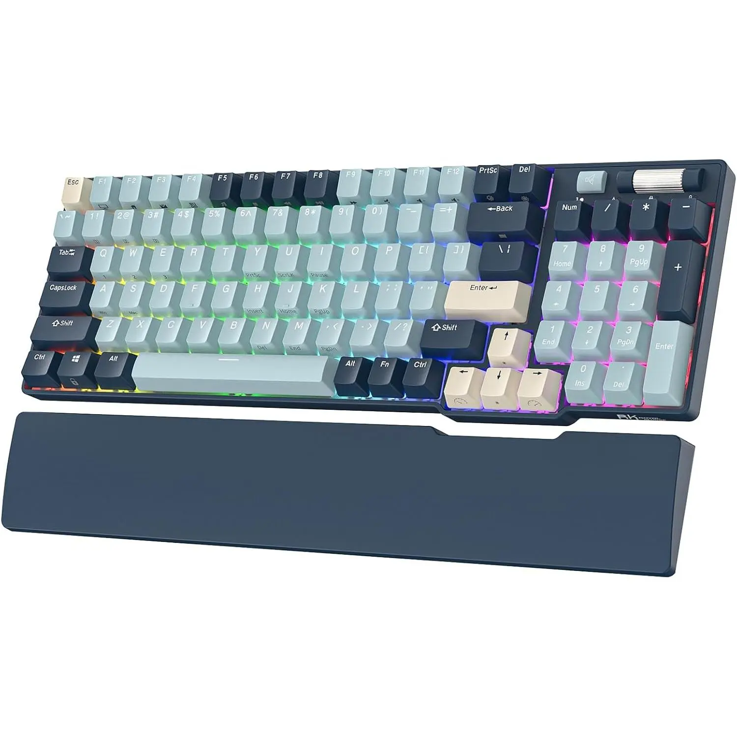 RK ROYAL KLUDGE RK96 RGB Limited Ed 90% 96-Key Wireless Triple-Mode Gaming Keyboard - BT5.0/2.4G/USB-C Hot Swappable, Ergonomic Red Switch, Included Wrist Rest, Software Support, Large Battery, Forest Blue