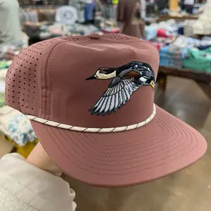 Gadwall Perforated Performance Flat Brim Rope Hat with Duck Embroidery Design