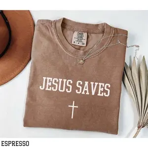 Comfort Colors Jesus Saves Shirt, Christian Faith T-Shirt, Bible Verse Tee, Religious Shirt, Christian Gift, Inspirational Jesus T-Shirt