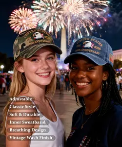 2 Pack USA 250th Anniversary Patriotic Embroidered Baseball Cap 1776-2026, American Eagles Hat-Adjustable Cap for Men&Women