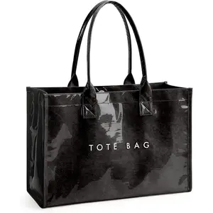 PVC Tote Bag Women's  Paper Work Handbags Purses with Top Handle