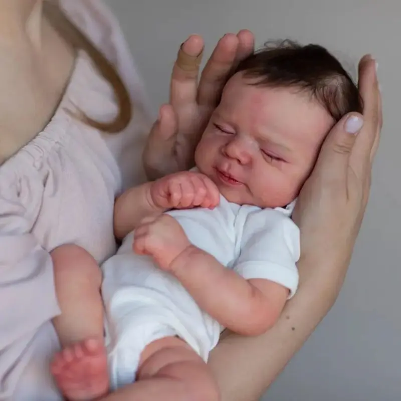 GUESSBELLY Realistic 18inch 46cm Asleep Art Reborn Baby Doll with 3D-paint Skin and Hand painting Visible Veins (Cloth Body, Soft Vinyl Limb) Toy For Girl Kids Birthday Gift