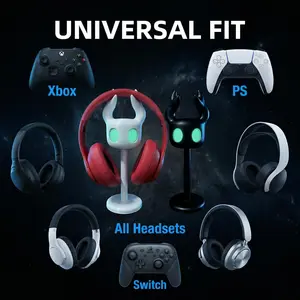 Hollow Eye Design Game Controller Stand Headset Holder 2 in 1 Detachable Game Controller Stand and Headset Holder Universal Gamepad Bracket Fits Xbox Fits PS Series Fits Switch Desktop Headphone Hanger Mount Gaming Desk Setup Accessory Home Office Storage