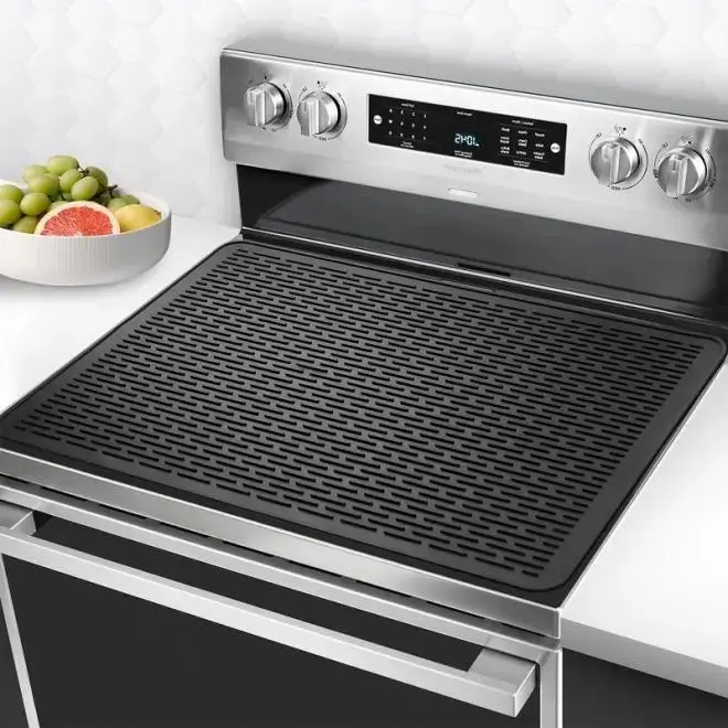 Stove Top Cover for Electric Stove, 28 x 20 XL Silicone Stove Mat for Glass Cooktop Protector, Heat Resistant Waterproof Non-Slip Dish Drying Mat, Multi-Purpose Oven Cover, Kitchen Counter Mat, Coffee Bar Mat & Pet Feeding Mat