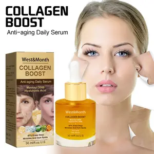 West&Month Collagen Boost Serum - Anti-Aging DailySerum -Matrixyl 3000, Hyaluronic Acid - EraseWrinkles & Dark Spots -30ml/1 fl.oz SkincareMoisturizer Moisturizing hyaluronic acid HydrateFirming Comfort Moisture v olufi line