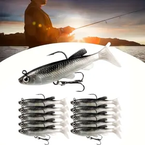 10Pcs Soft Fishing Lures Shad Minnow Swimbaits, Pre-Rigged Jig Heads Paddle Tail Swim Baits for Bass, Trout, Sinking Jigs Bait for Saltwater Freshwater, Fishing Gifts for Men