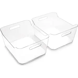 Plastic Storage Box, Extra Large - Pack of 2, Transparent|SOHO Series|Warehouse Storage Container Refrigerator Storage Box Kitchen Cabinet Storage Box Medicine Cabinet Storage Box