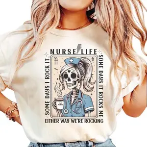 Registered Nurse Shirt, Nurse Life Tee, Funny Nurse Gift, Registered Nurse Tarot Card Skeleton T-shirt, RN Graduation Womenswear