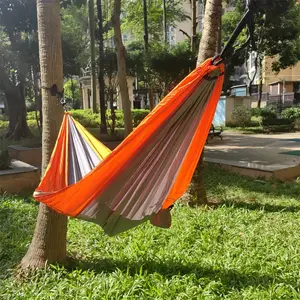 HomeDailyEss 1-person lightweight hammock - Portable indoor/outdoor hammock, suitable for camping, hiking, beach - Heavy-duty soft fabric, compatible with trees/supports - Suitable for backpacking trips