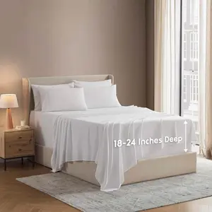 Extra Deep King Sheet Set - 6 Piece Breathable & Cooling Sheets - Hotel Luxury Bedding Set w/18-24 Inch Extra Deep Pockets - & Secure Fit - Super Soft, Wrinkle Free & Comfy - White