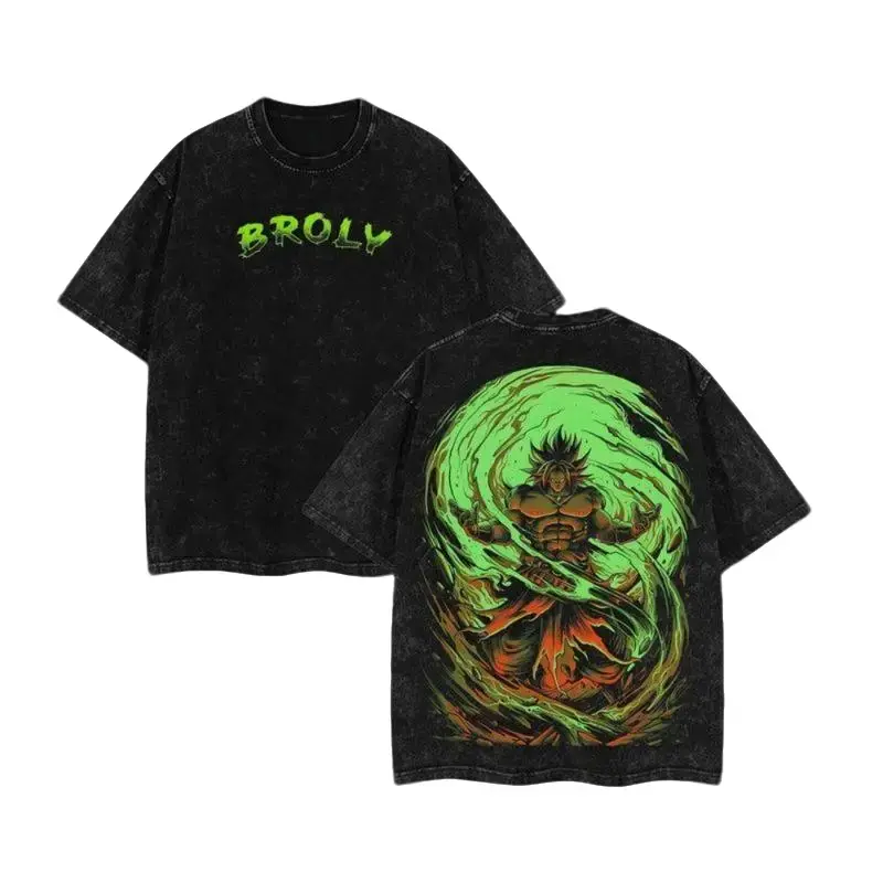 BROLY DBZ Retro Vintage Unisex Oversize Anime Manga Acid Washed Lightweight Cotton T-shirt, Anime Merch, Gift For Anime Fan, Weeaboo