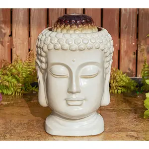 Glitzhome 19" Zen Buddha Weathered Ceramic Outdoor Fountain