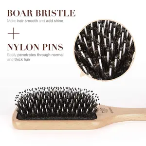Hair Brush Boar Bristle Hairbrush for Thick Curly Thin Long Short Wet or Dry Hair Adds Shine and Makes Hair Smooth, Best Paddle Hair Brush for Men Women Kids(Ergonomic,Boar,Bristle,Hairbrush)