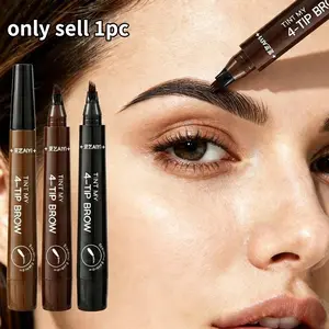 Four-Prong Liquid Eyebrow Pencil, Waterproof Sweatproof, Long-Lasting, Precise Application, No Smudging, Suitable for Daily Makeup
